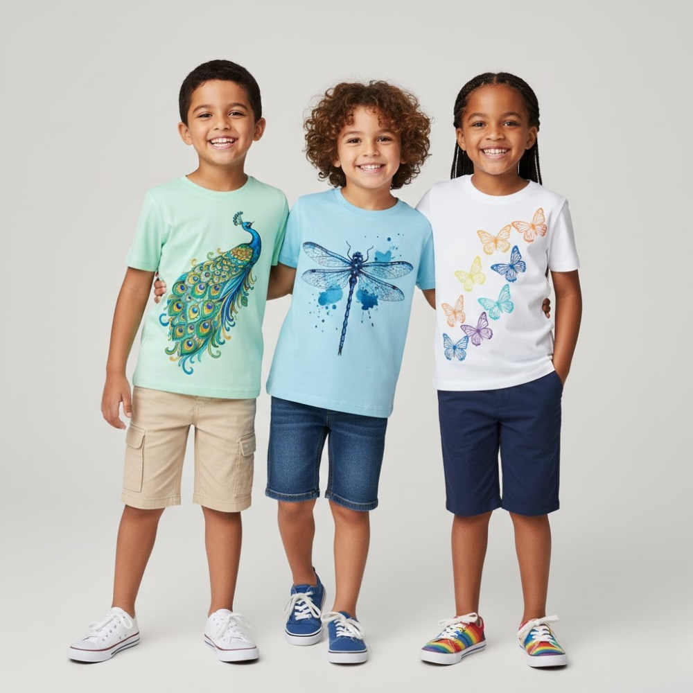 Kids Soft Cotton Round Neck Printed T-Shirt for Boys & Girls – Cute Nature Design (Packof3)