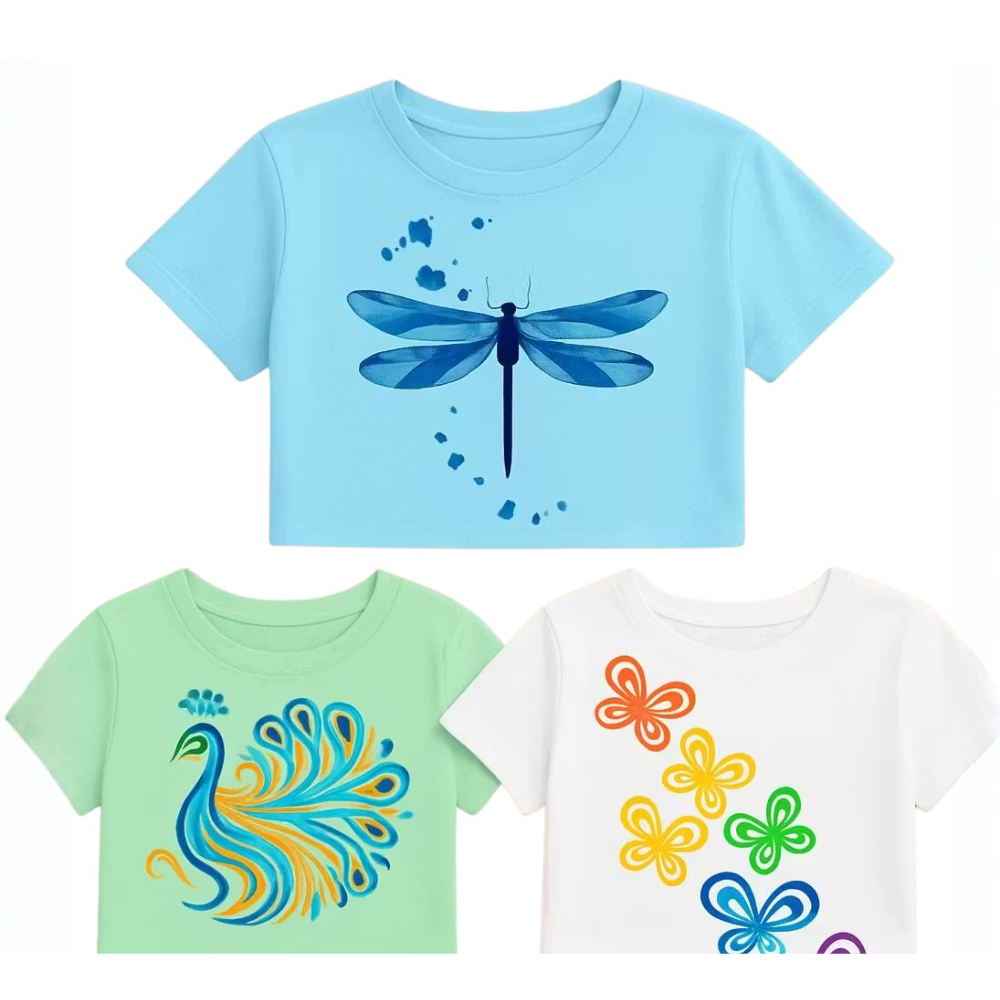 Kids Soft Cotton Round Neck Printed T-Shirt for Boys & Girls – Cute Nature Design (Packof3)